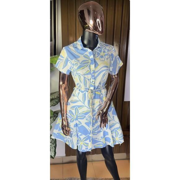 Primark Dresses & Skirts - Primark Floral Button-Front Fit & Flare Dress Women’s 10 Blue White Yellow